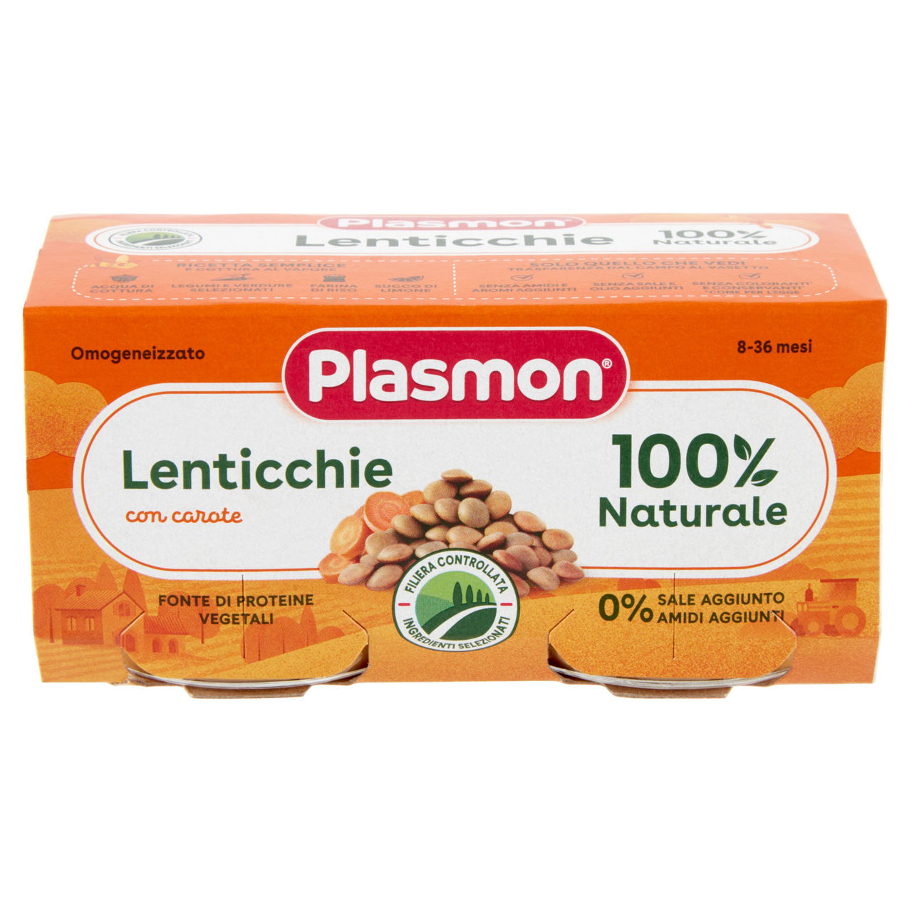 Plasmon Omogeneizzato Lenticchie con carote 2 x 80 g