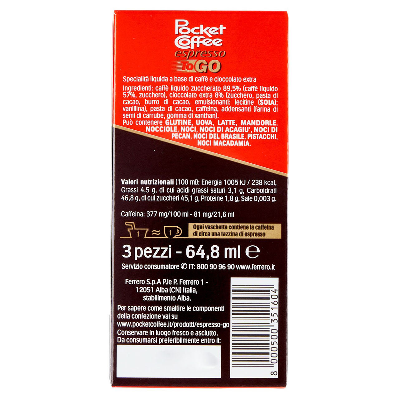 Pocket Coffee espresso To Go Summer Edition 3 pezzi 64,8 ml