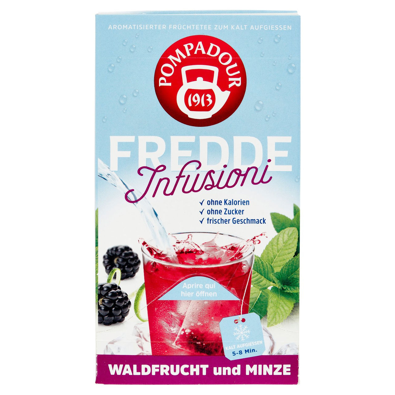 Pompadour Fredde Infusioni Frutti di Bosco e Menta 18 x 2,5 g