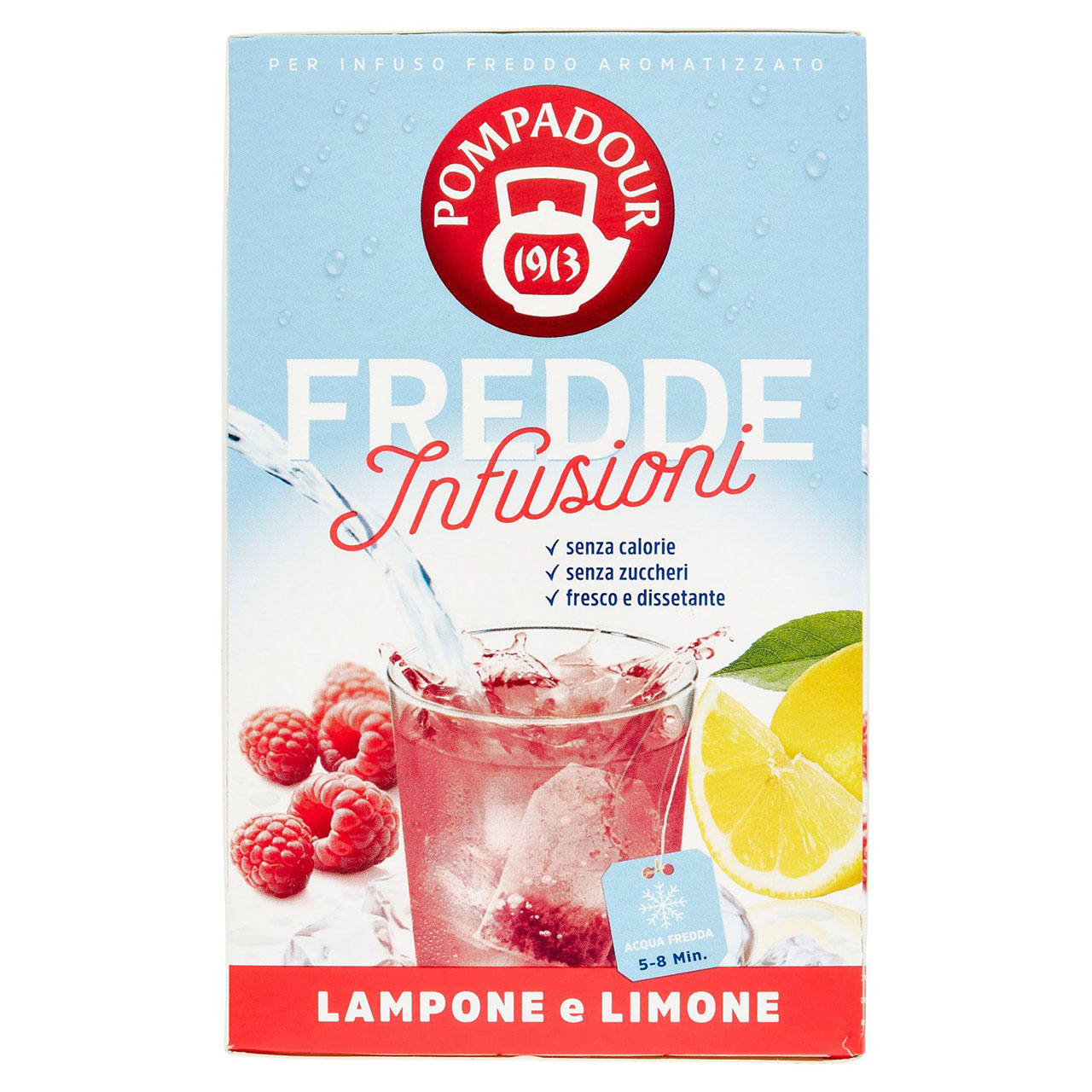 Pompadour Fredde Infusioni Lampone e Limone 18 x 2,5 g