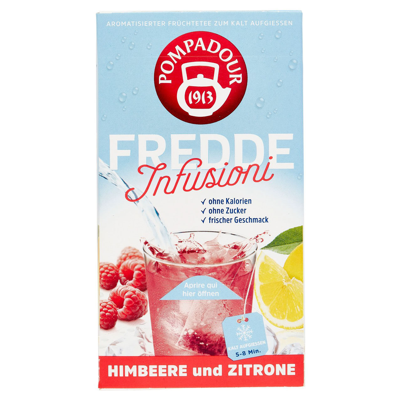 Pompadour Fredde Infusioni Lampone e Limone 18 x 2,5 g