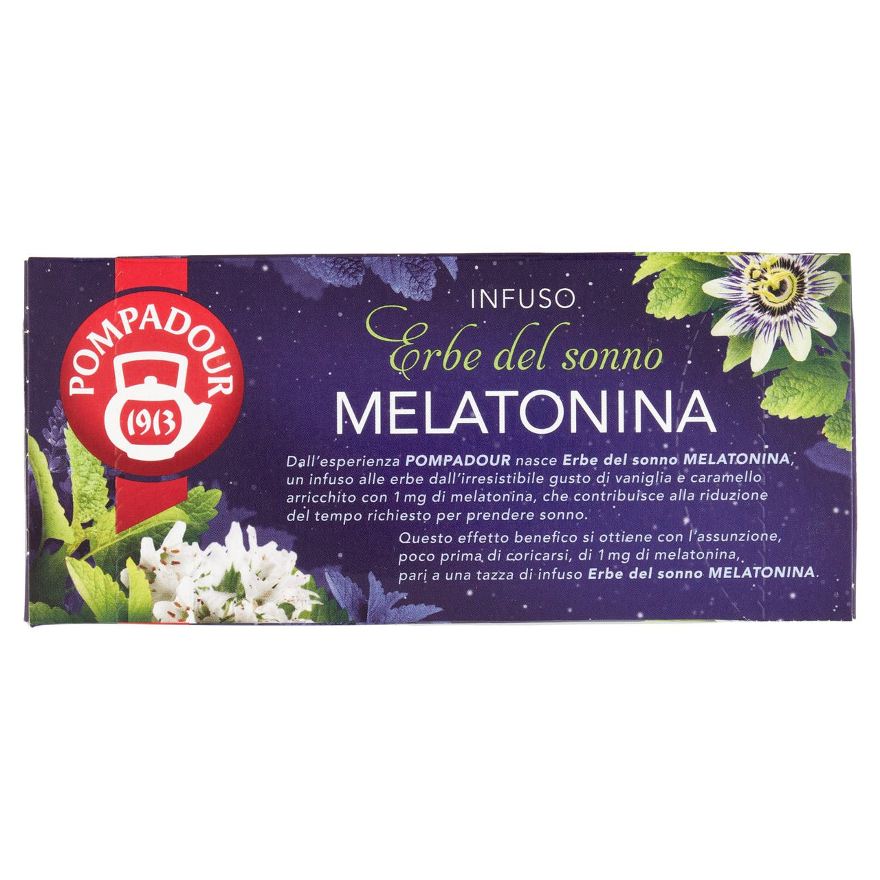 Pompadour Infuso Erbe del sonno Melatonina in Filtri Senza Zucchero bustine 18 x 2 g