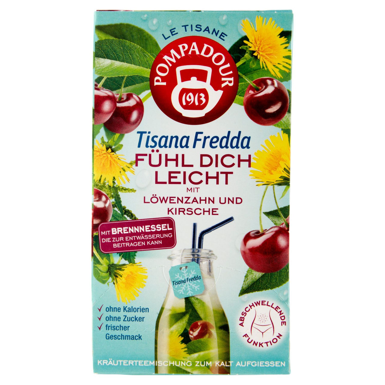 Pompadour Le Tisane Tisana Fredda Sgonfia e Drena con Tarassaco e Ciliegia 18 x 2,5 g