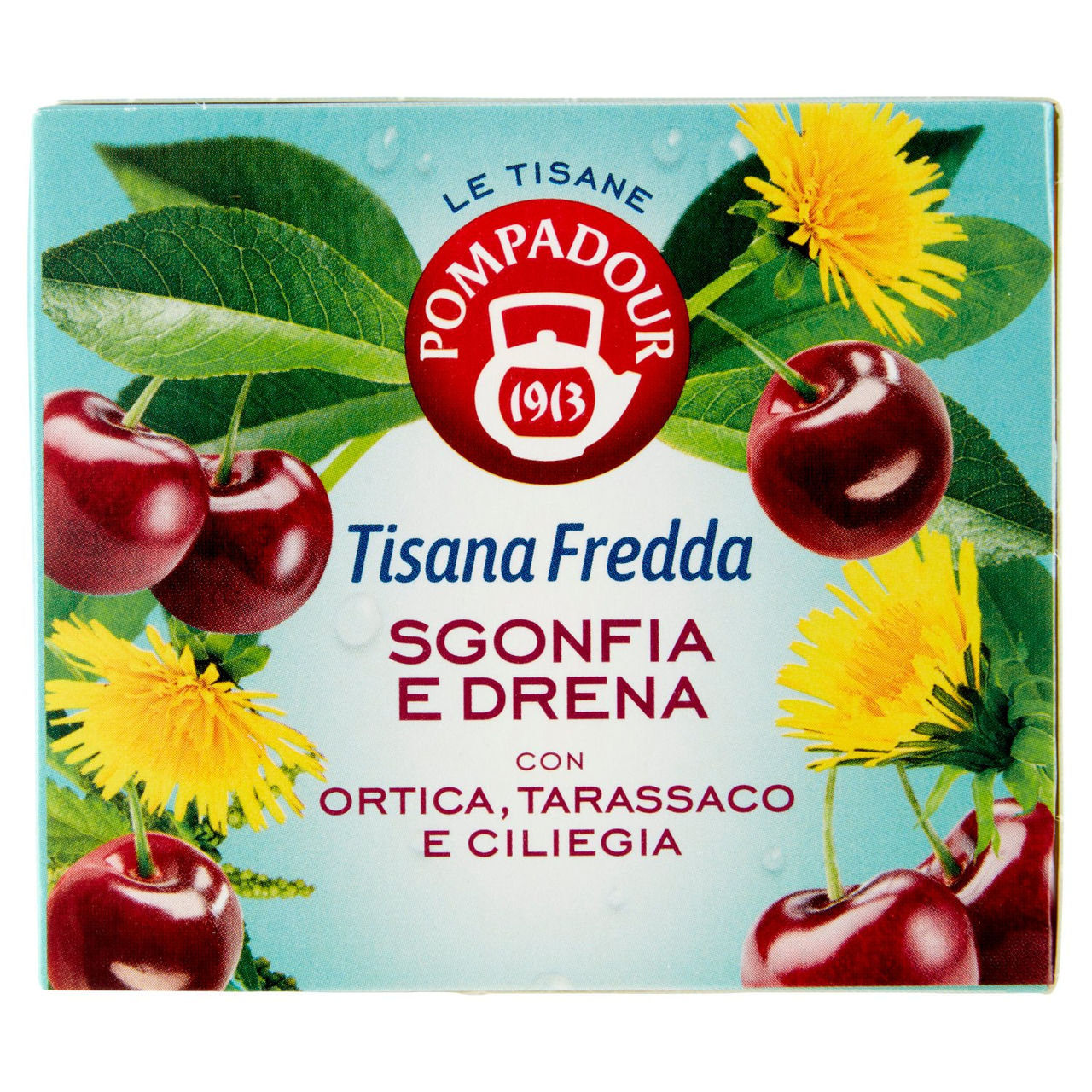 Pompadour Le Tisane Tisana Fredda Sgonfia e Drena con Tarassaco e Ciliegia 18 x 2,5 g