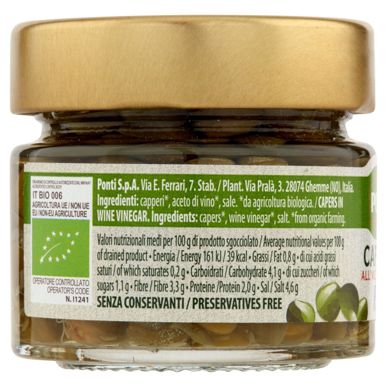Ponti Capperi all'Aceto di Vino Bio 95 g