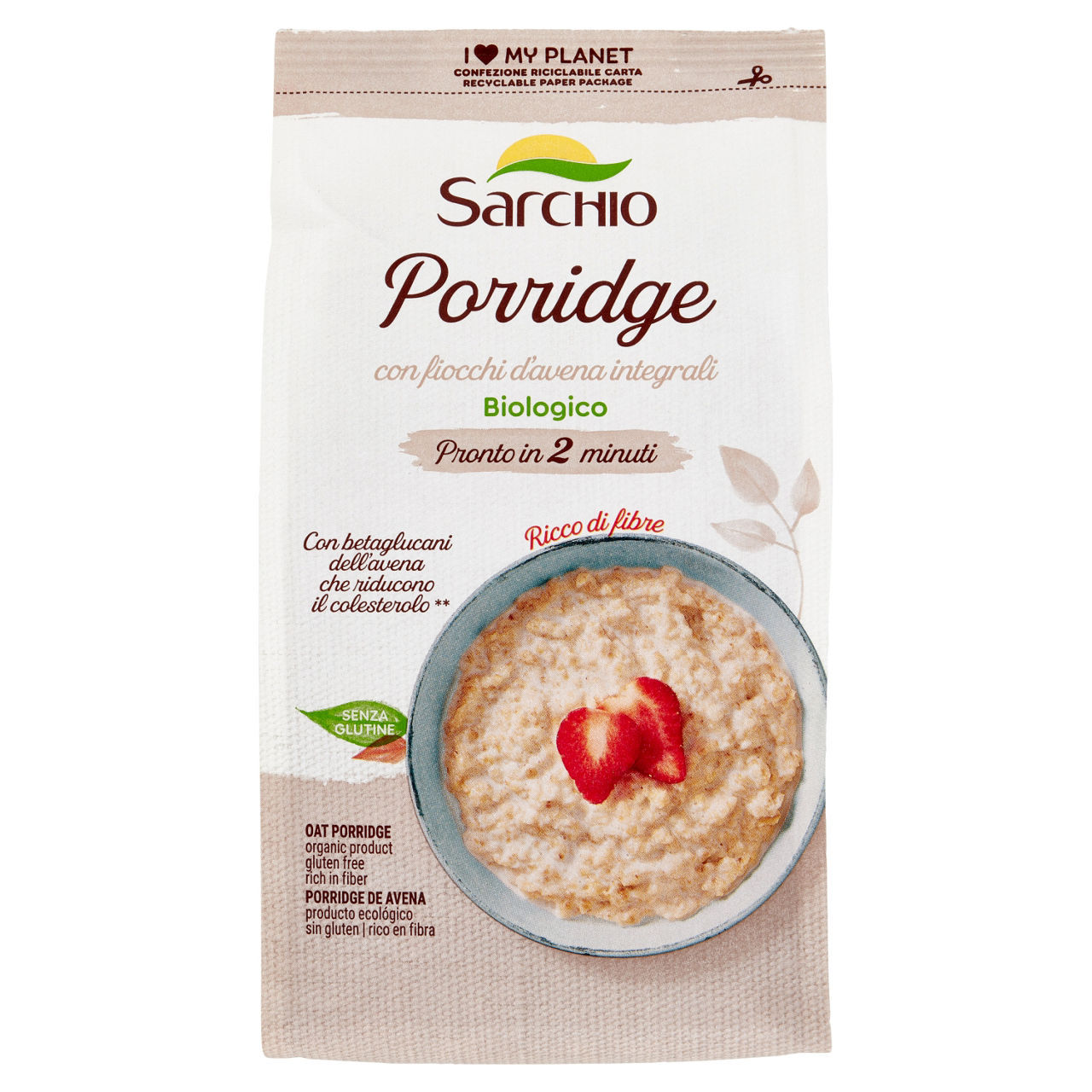 Porridge con fiocchi di avena integrali Sarchio biologico 300 g