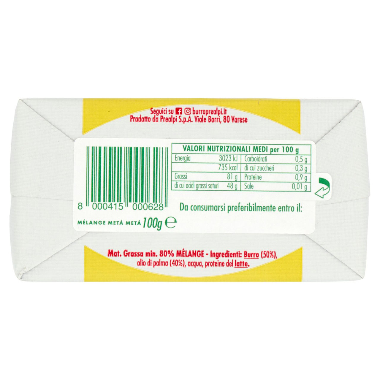 prealpi Metà Metà Metà burro e metà vegetale 100 g