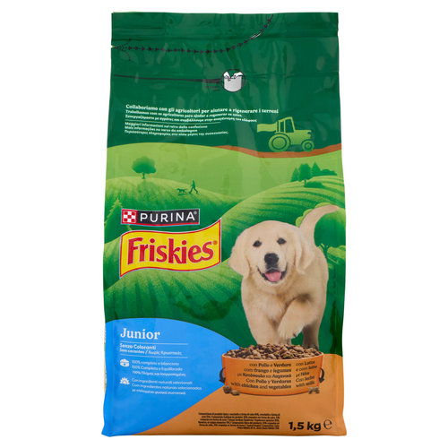 PURINA FRISKIES Junior con Pollo e Verdure e con Latte 1,5 kg