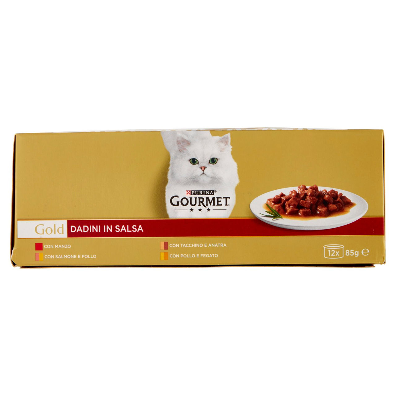 PURINA GOURMET Gold Dadini in Salsa Manzo/Salmone & Pollo/Tacchino & Anatra/Pollo & Fegato 12x85g