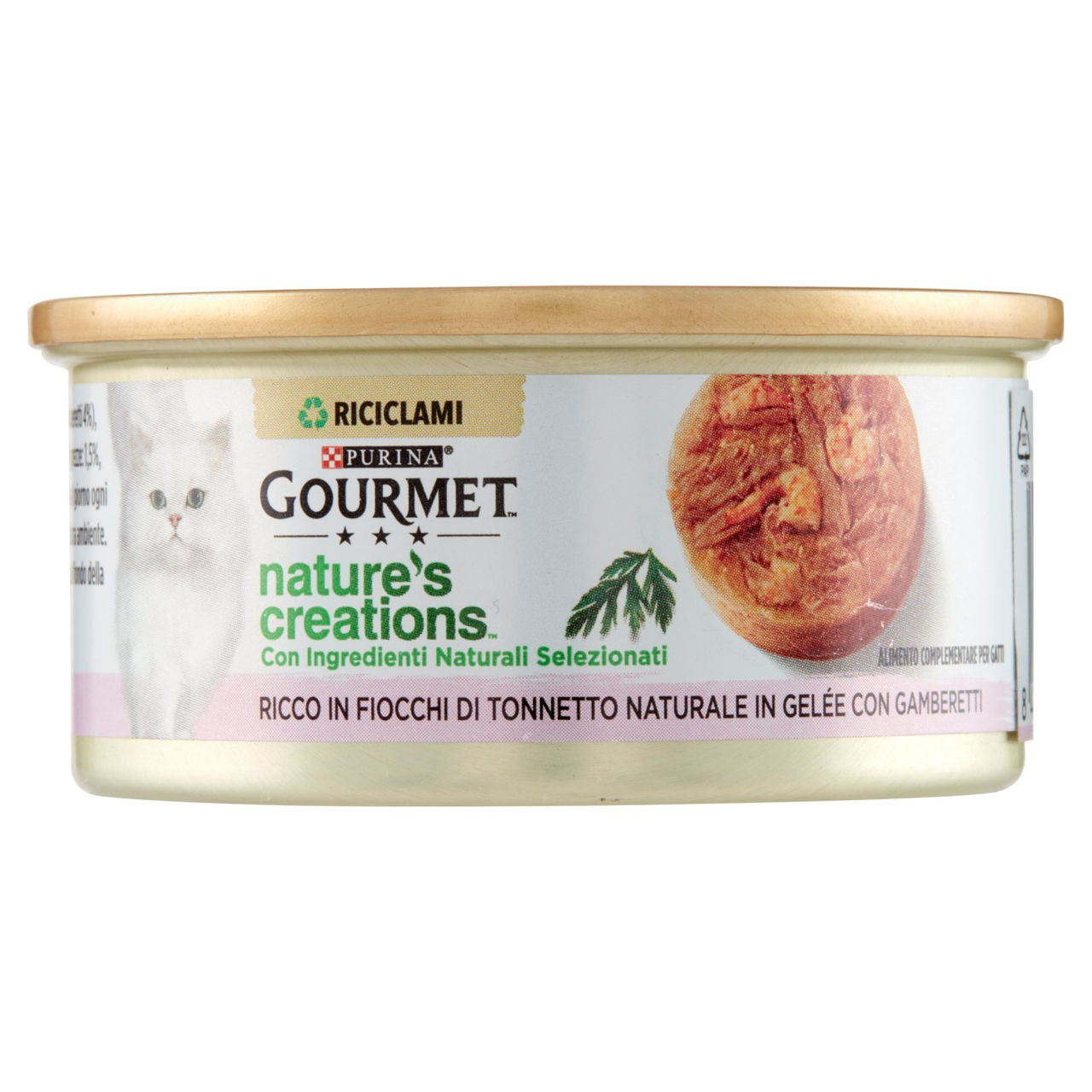 PURINA GOURMET Nature's Creations Ricco in Fiocchi di Tonnetto Naturale in Gelée con Gamberetti 70 g