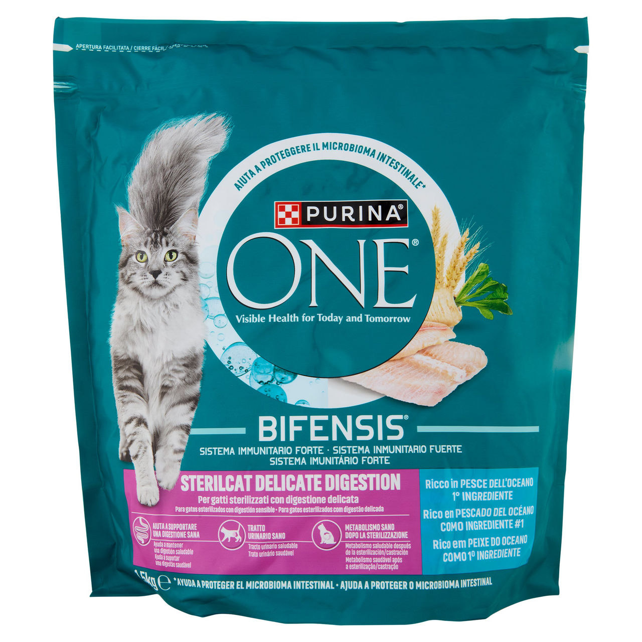 PURINA ONE Bifensis Sterilcat Delicate Digestion Pesce dell'Oceano 1,5kg