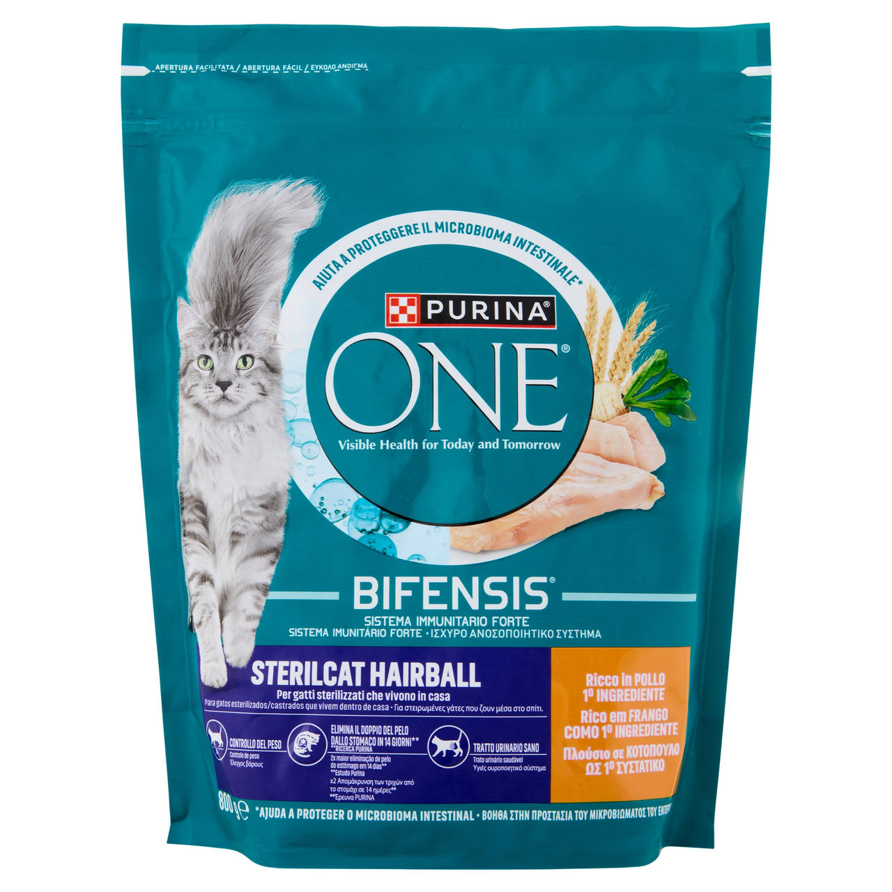 PURINA ONE Bifensis Sterilcat Hairball Pollo e Cereali Integrali 800g