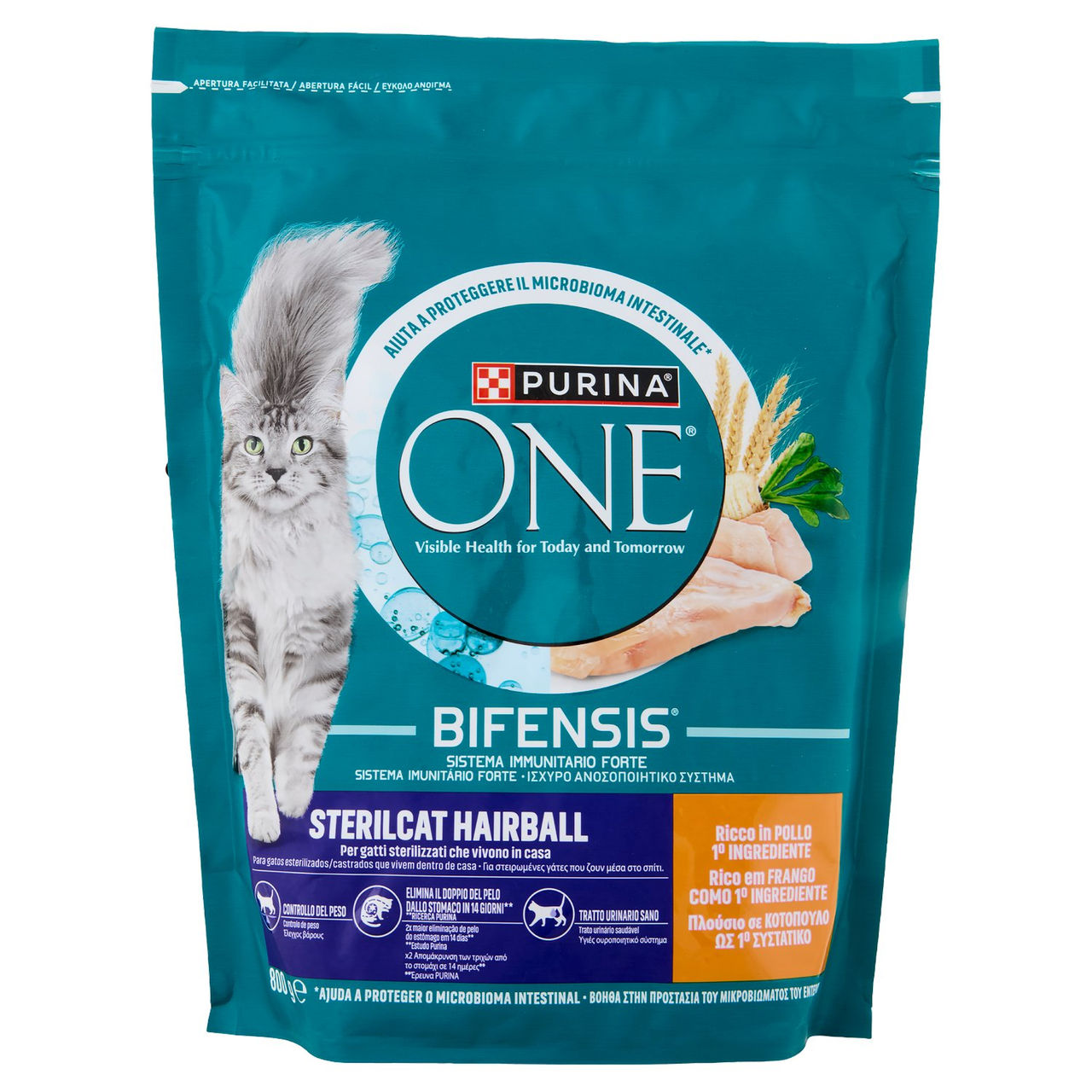 PURINA ONE Bifensis Sterilcat Hairball Pollo e Cereali Integrali 800g