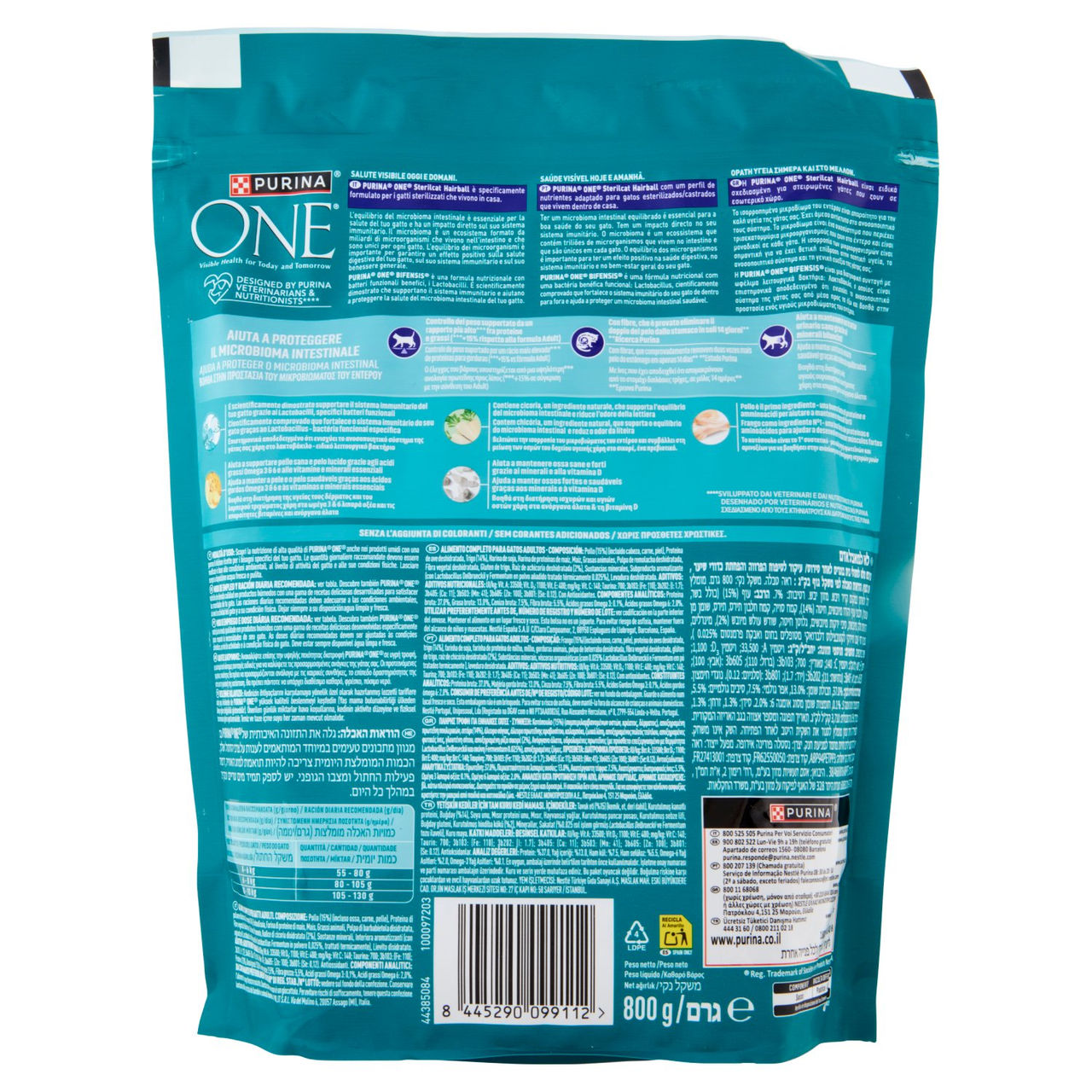 PURINA ONE Bifensis Sterilcat Hairball Pollo e Cereali Integrali 800g