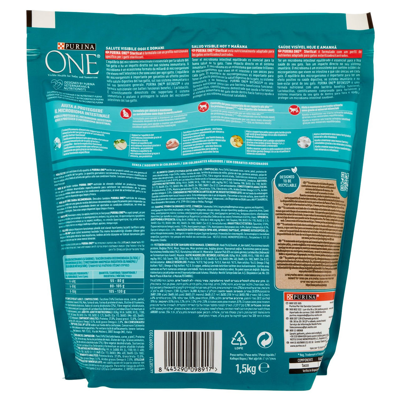 PURINA ONE Bifensis Sterilcat Tacchino e Frumento 1,5kg