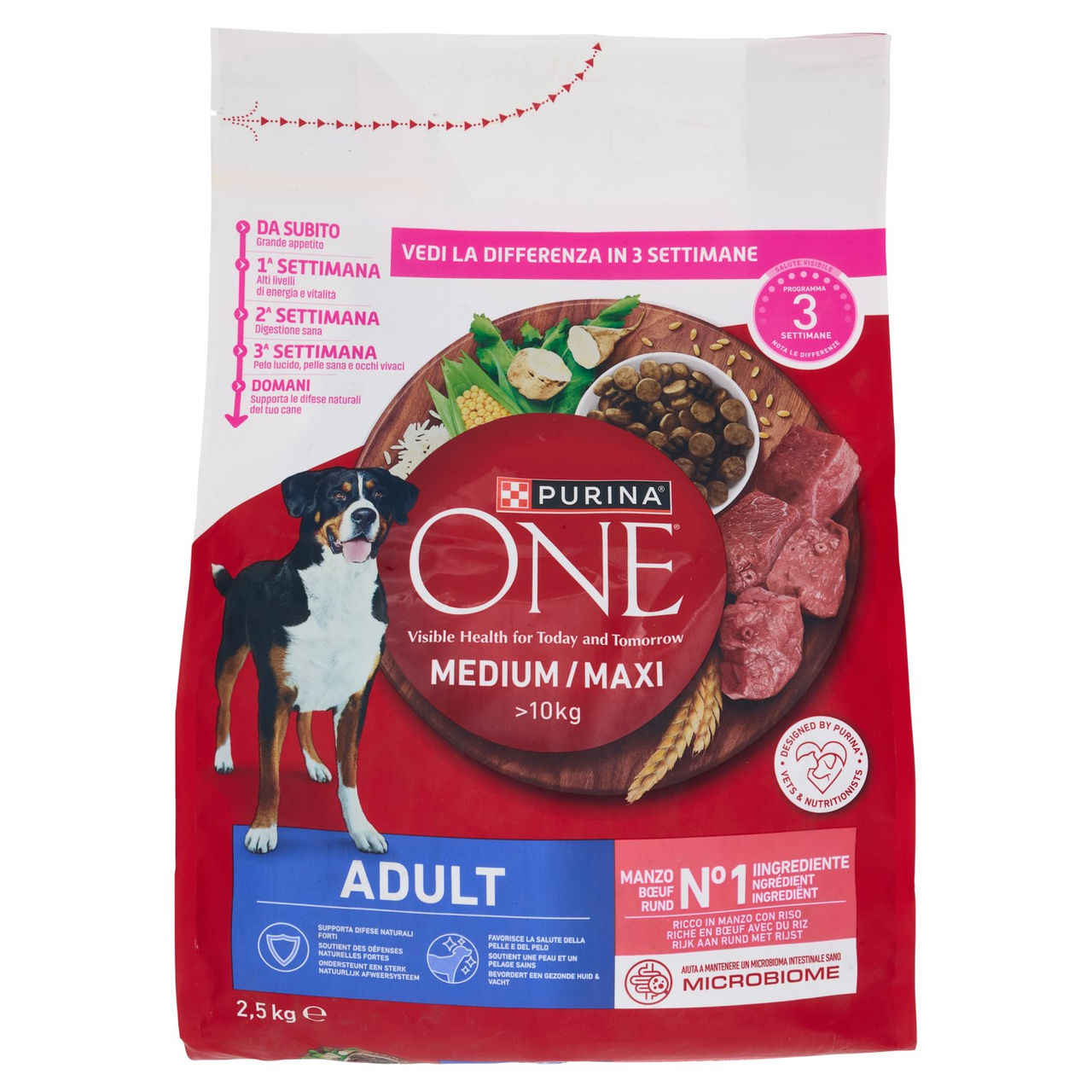 PURINA ONE Medium/Maxi Adult Manzo e Riso 2,5kg