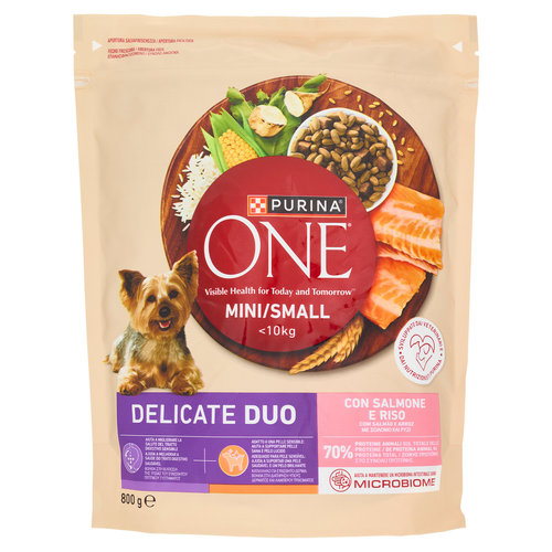 PURINA ONE Mini/Small Delicate Duo Salmone e Riso 800g