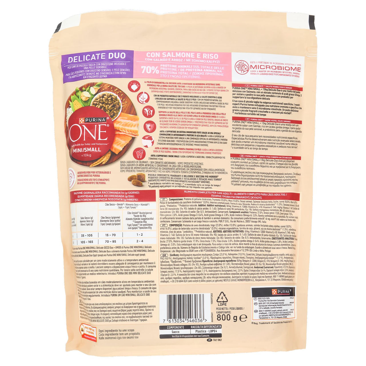 PURINA ONE Mini/Small Delicate Duo Salmone e Riso 800g