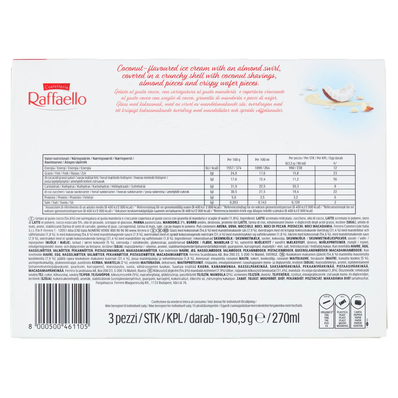 Raffaello Gelato 3 x 63,5 g