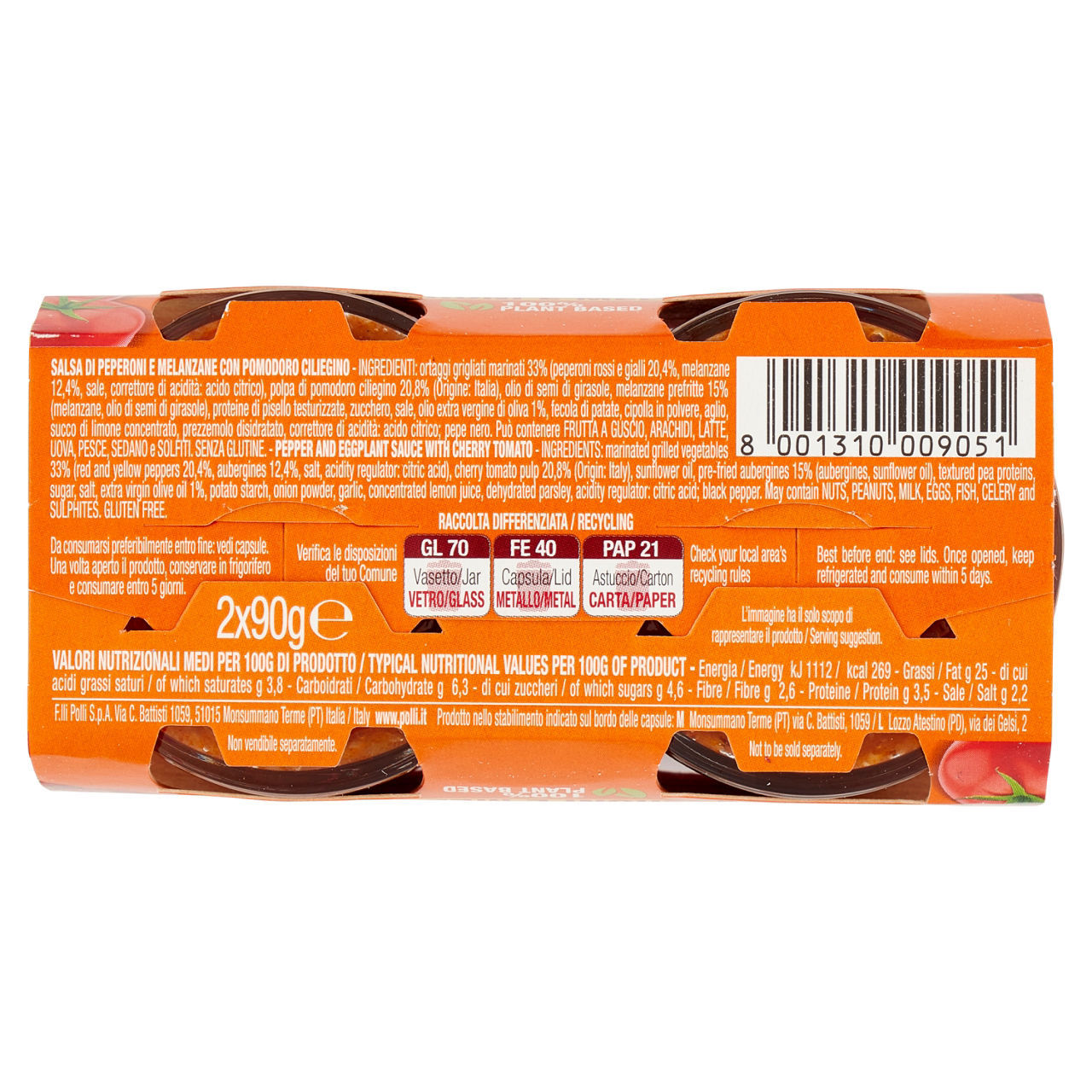 Ragù vegetale Polli peperoni e melanzane conf. 90 g x 2 pezzi