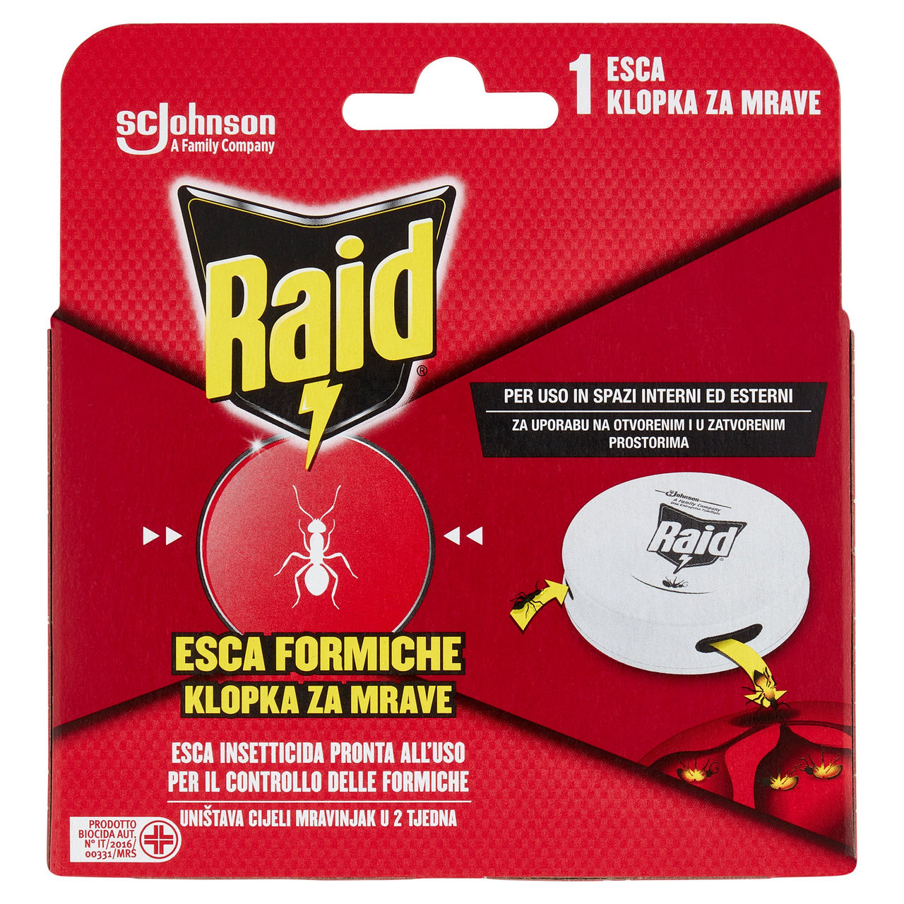 Raid Esca Formiche Insetticida, Pronta all'Uso in Spazi Interni ed Esterni, 1 pezzo da 10ml