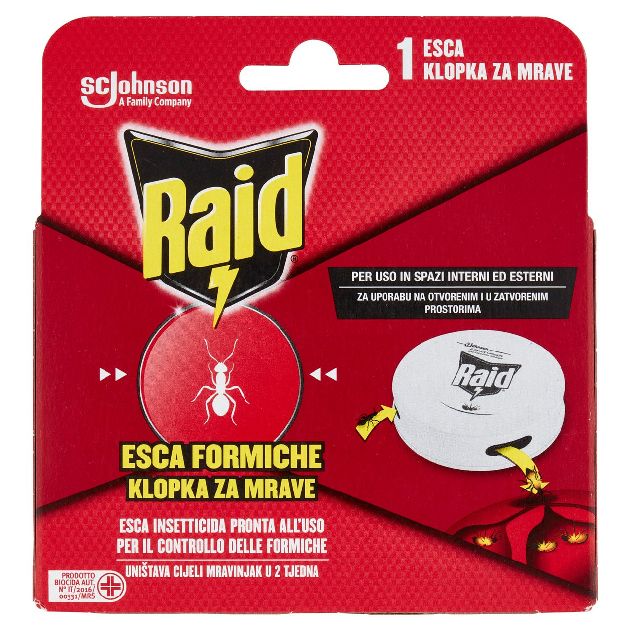 Raid Esca Formiche Insetticida, Pronta all'Uso in Spazi Interni ed Esterni, 1 pezzo da 10ml