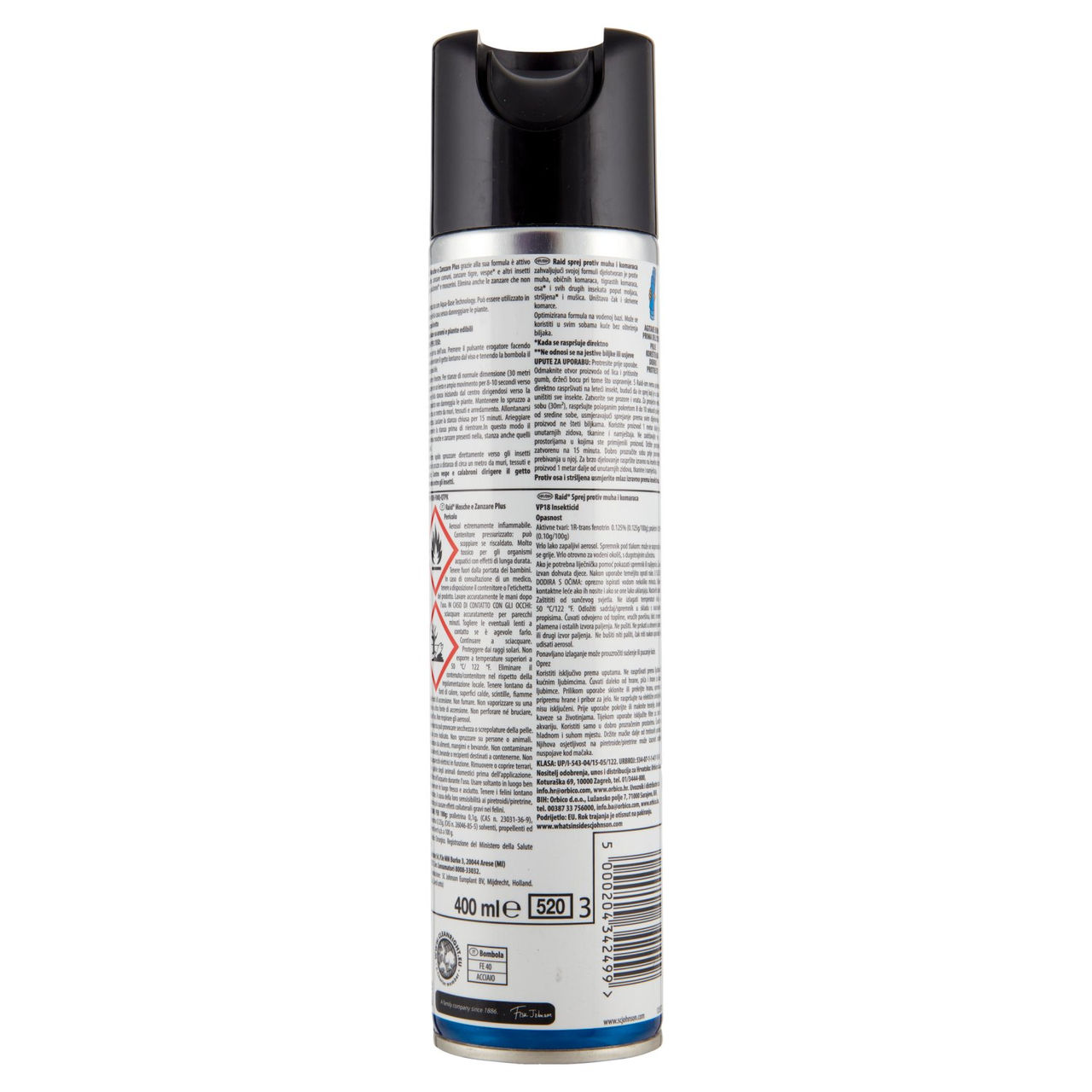 Raid Mosche e Zanzare Plus, Acqua Base Technology, 400 ml
