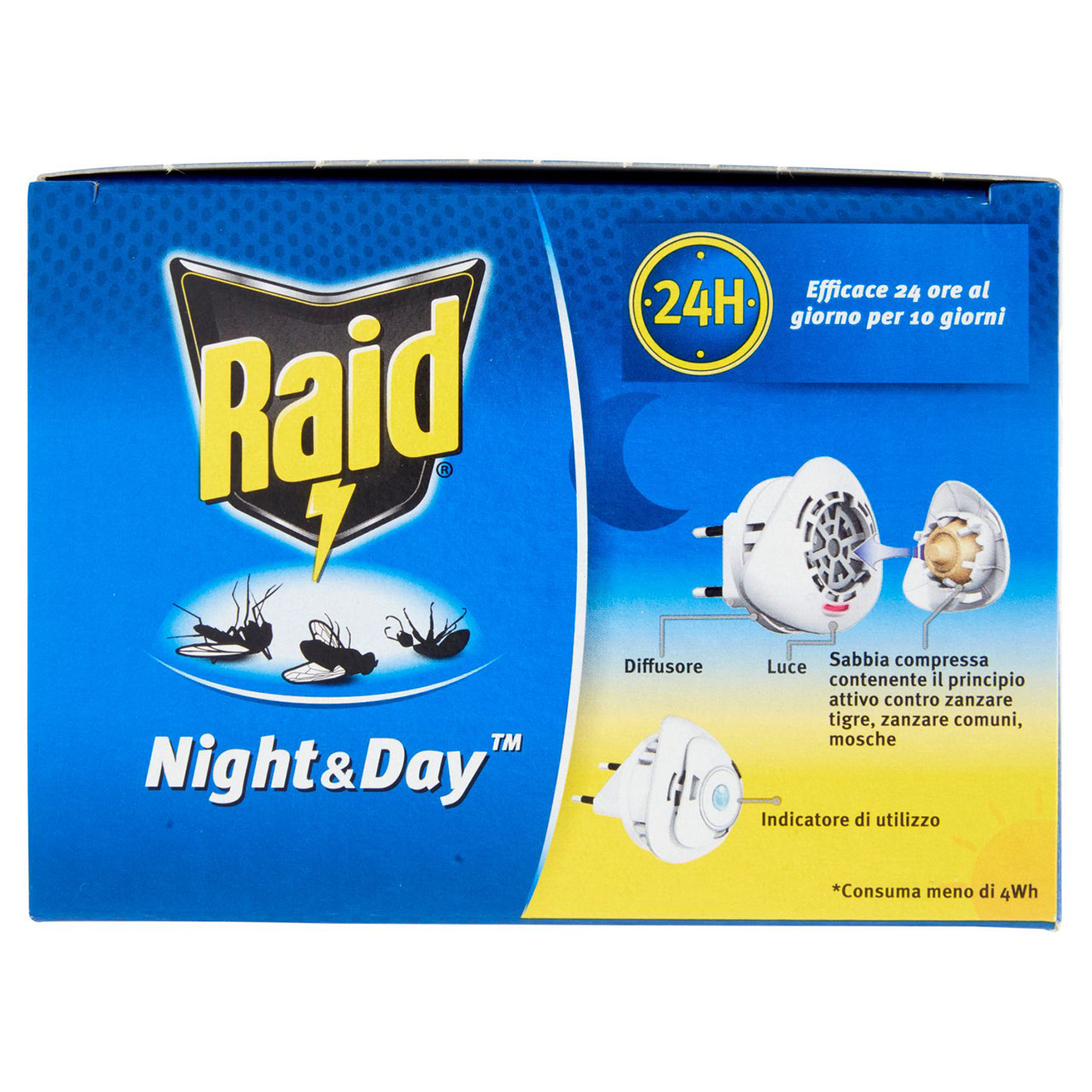Raid Night & Day Trio, Repellente antizanzare Base e Ricarica con Sabbia Compressa
