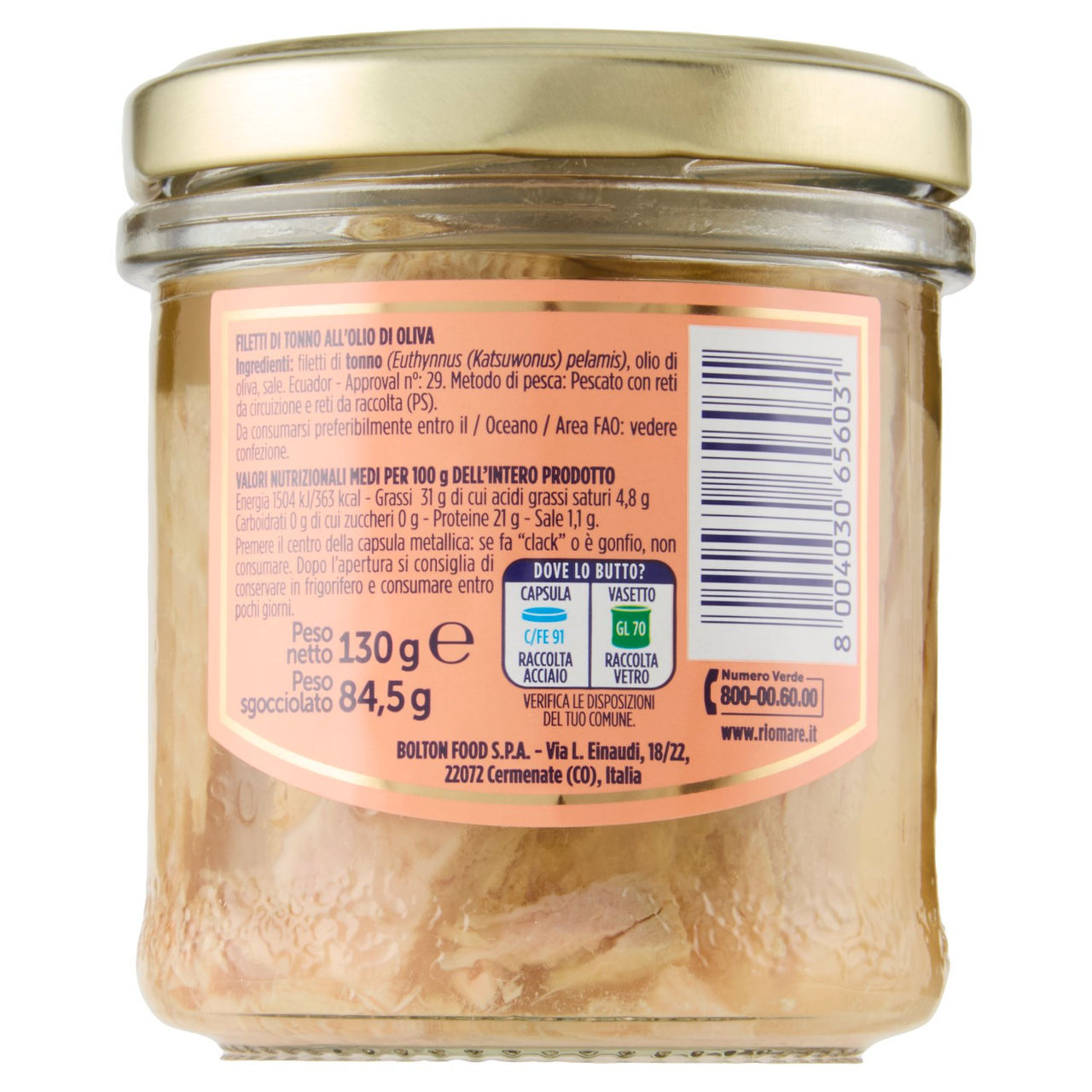 Rio mare i Filettini di Tonno all'Olio di Oliva 130 g