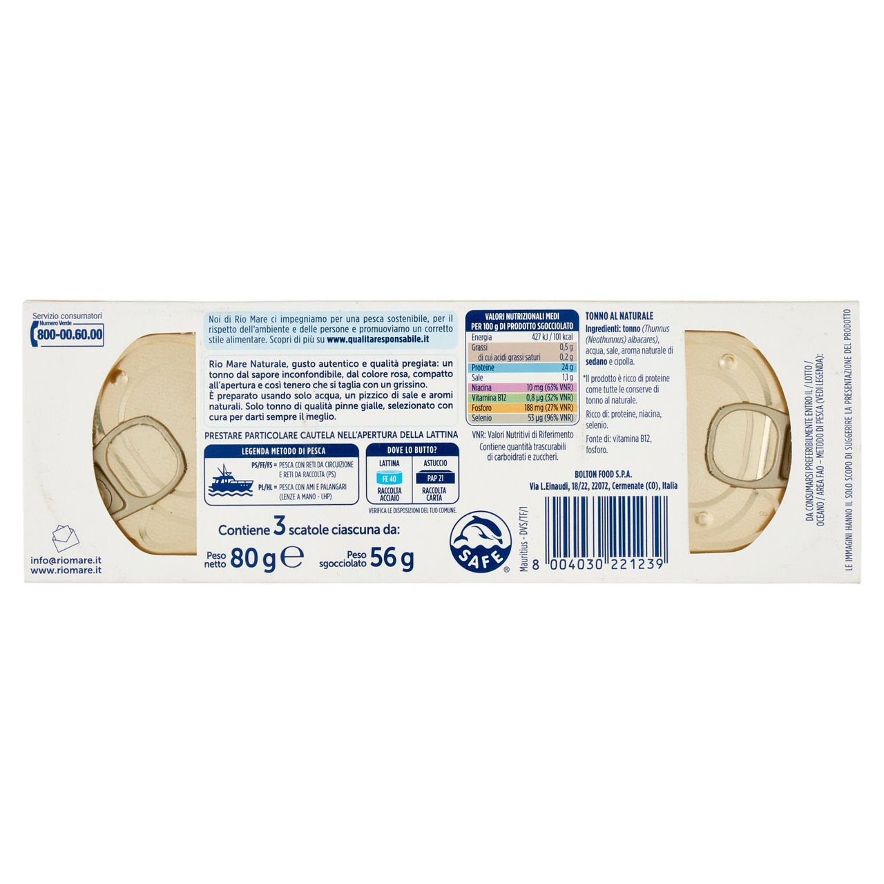 Rio mare Tonno al Naturale 3 x 80 g
