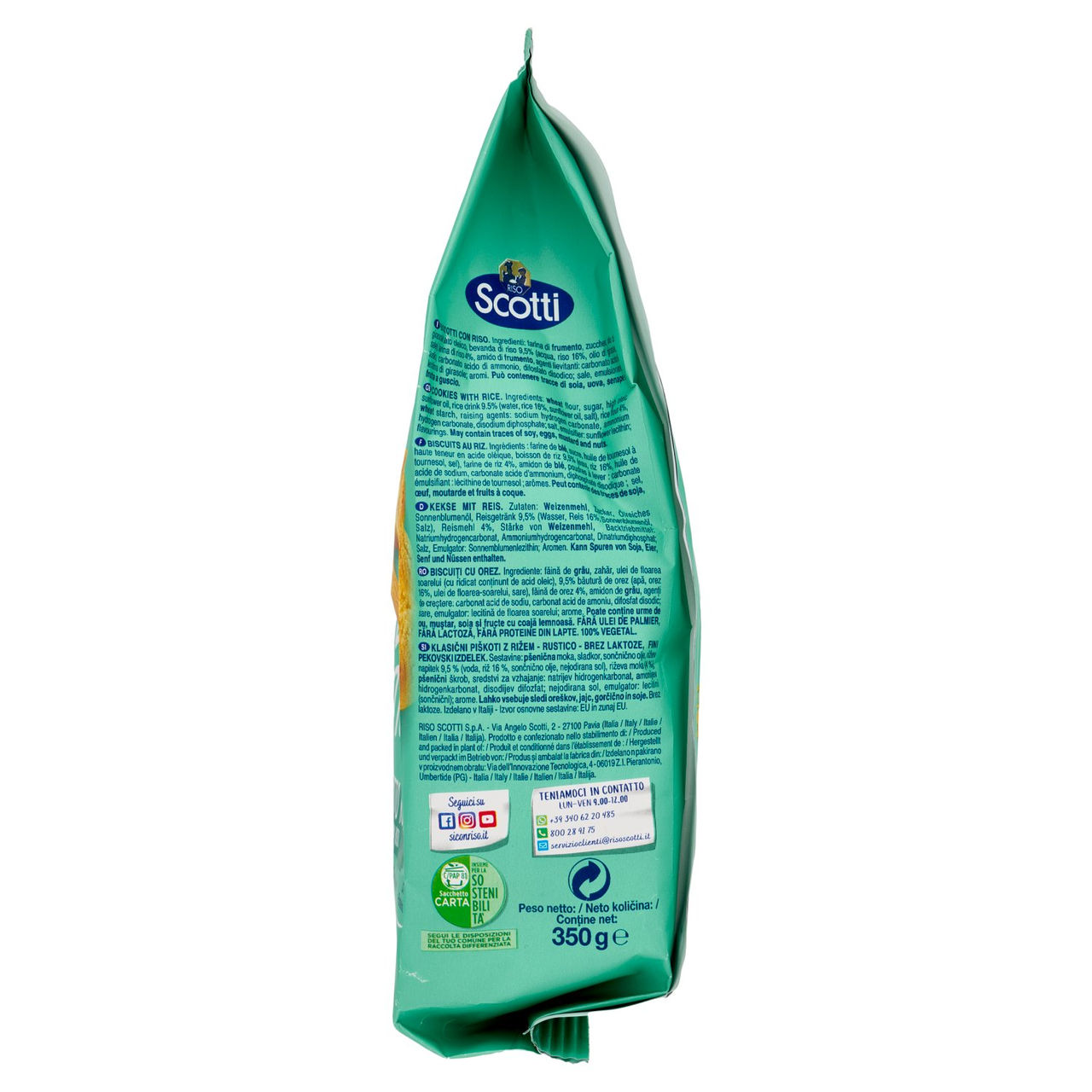 Riso Scotti Si con Riso Senza Lattosio Biscotto Rustico con Riso 350 g