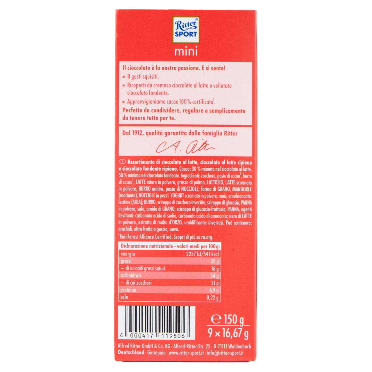 Ritter Sport mini Colourful Mix 9 x 16,67 g