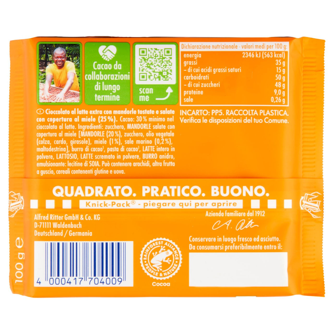 Ritter Sport Special Nuts Mandorle Salate e Miele 100 g