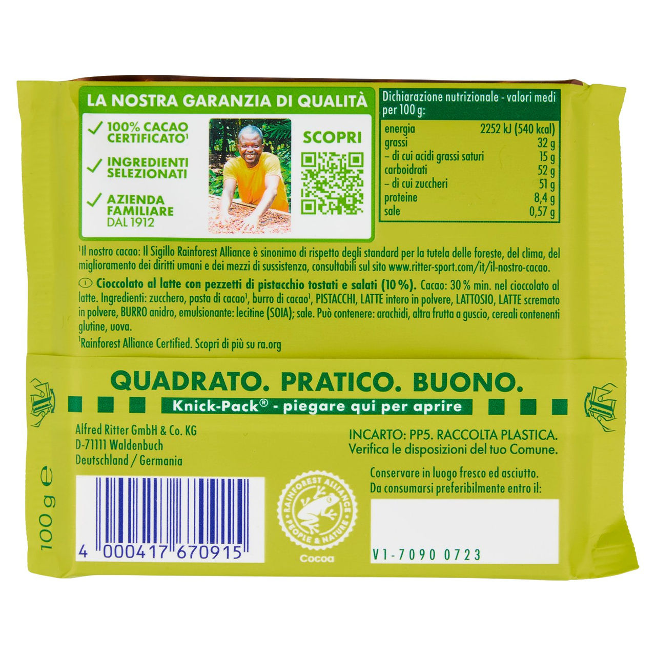 Ritter Sport Special Nuts Pistacchio 100 g