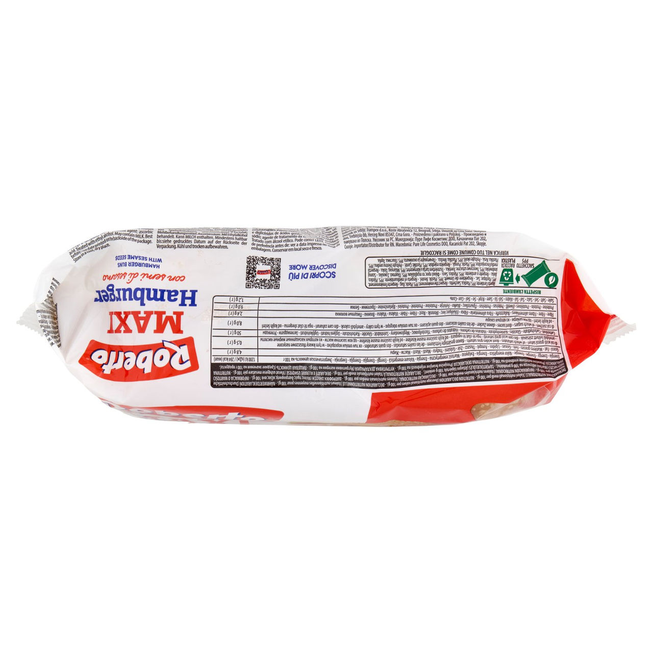 Roberto Maxi Hamburger con semi di sesamo 4 Panini 300 g