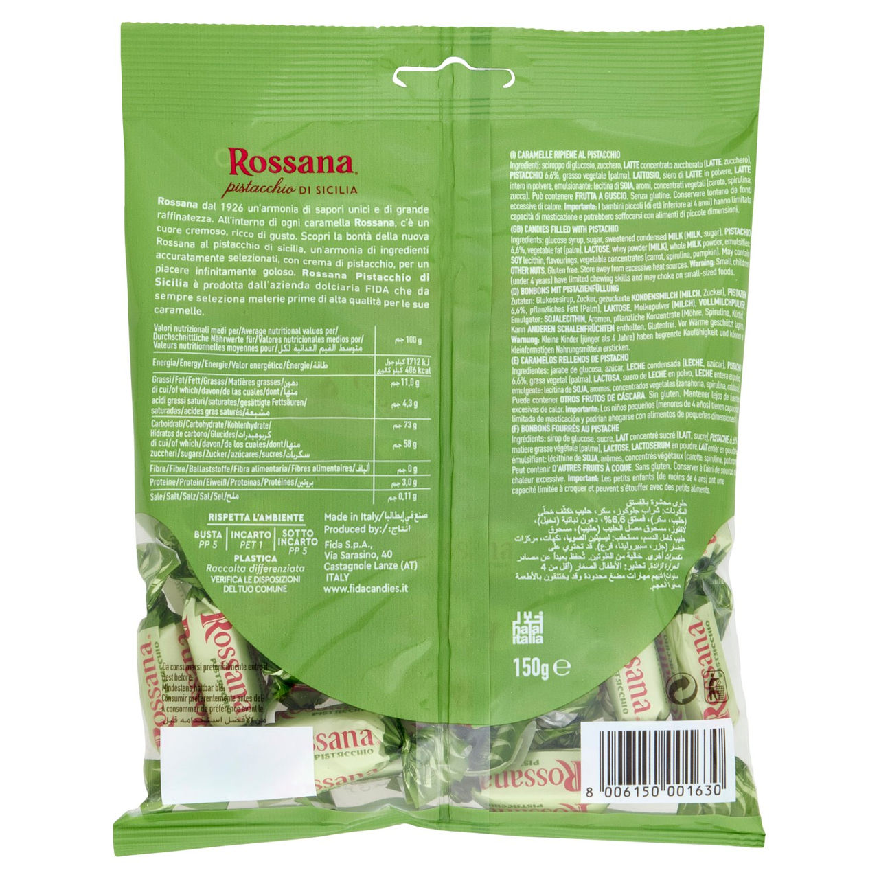 Rossana pistacchio di Sicilia Caramella Finissima Ripiena 150 g
