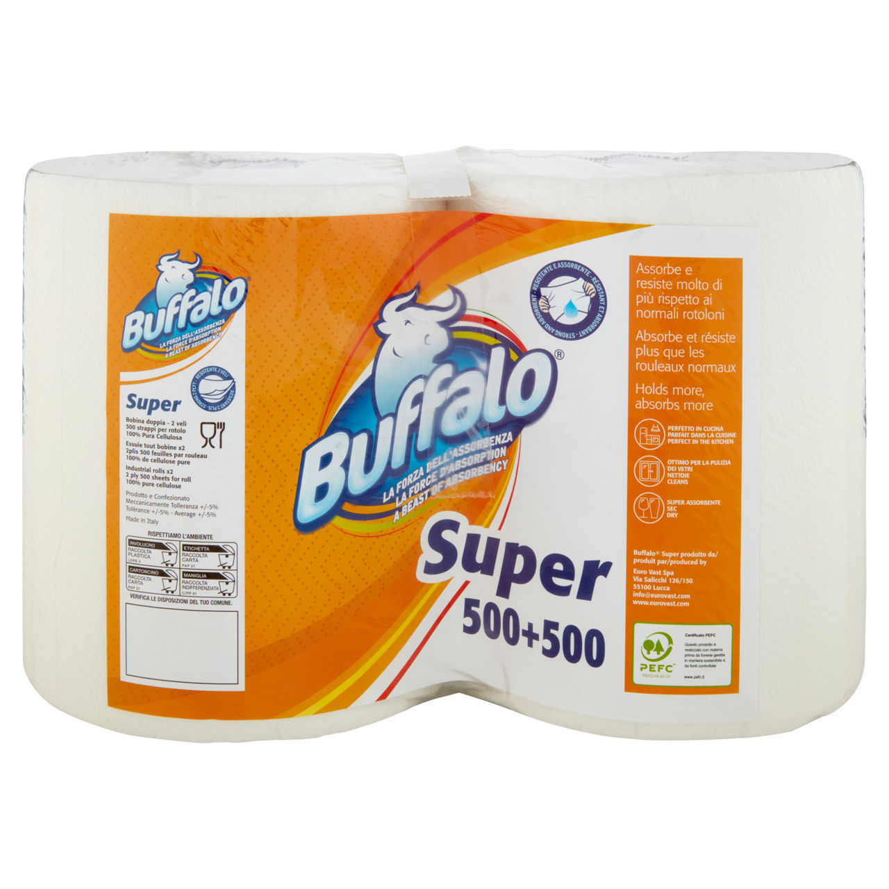 Rotolo Multiuso Buffalo  conf. 500 strappi x 2 rotoli