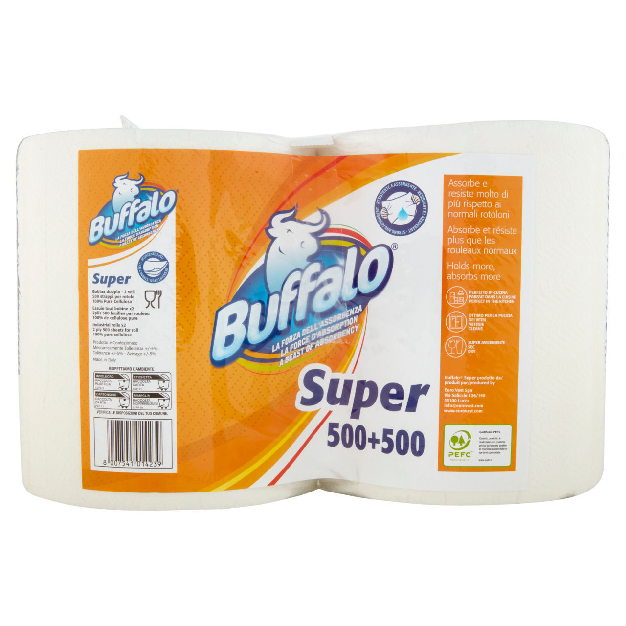Rotolo Multiuso Buffalo  conf. 500 strappi x 2 rotoli