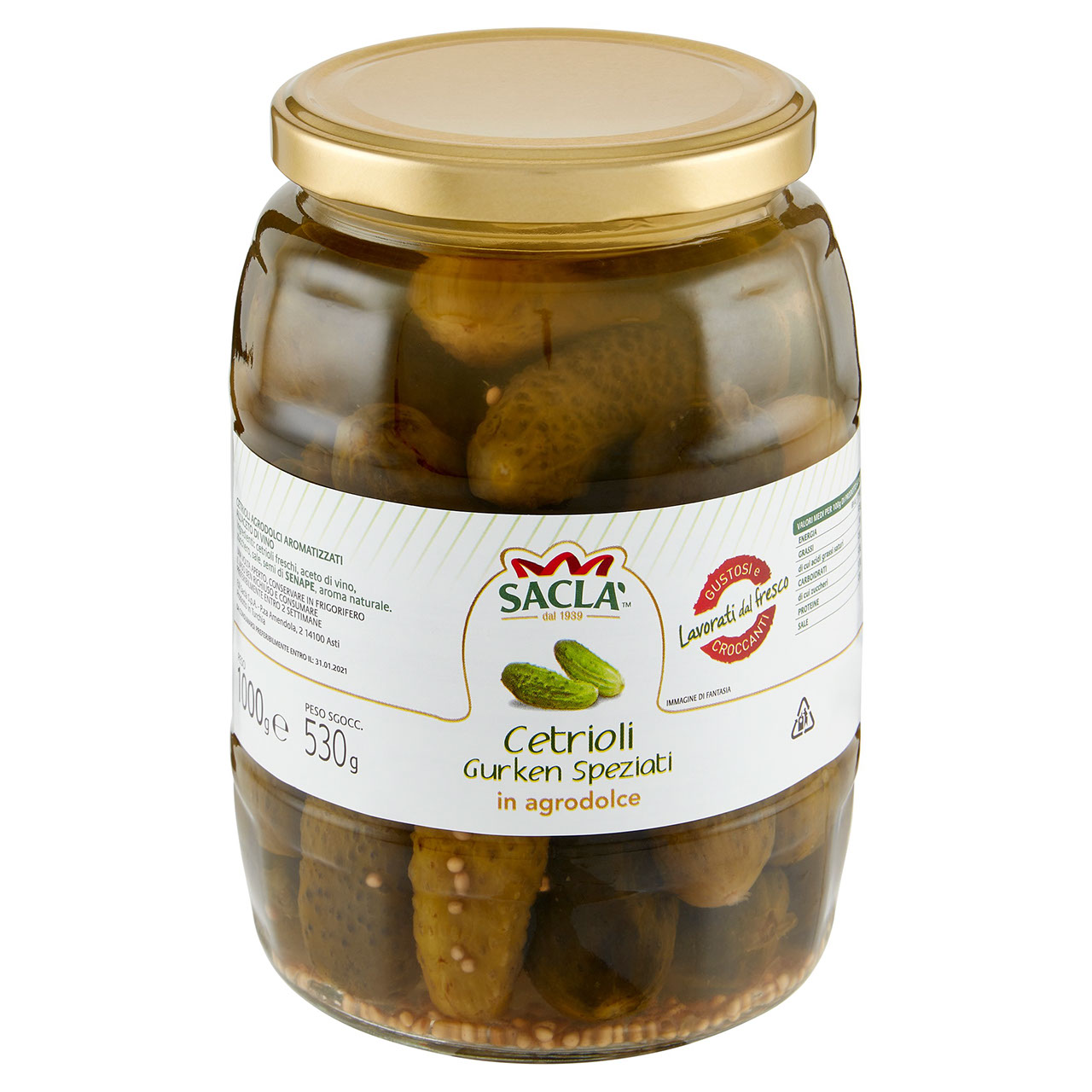 Saclà Cetrioli Gurken Speziati in agrodolce 1000 g