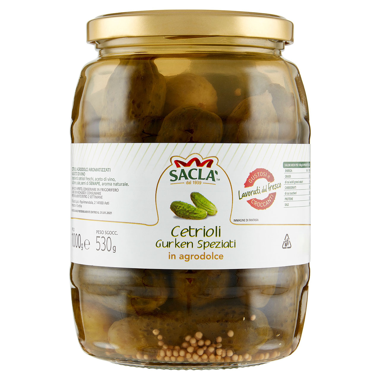 Saclà Cetrioli Gurken Speziati in agrodolce 1000 g