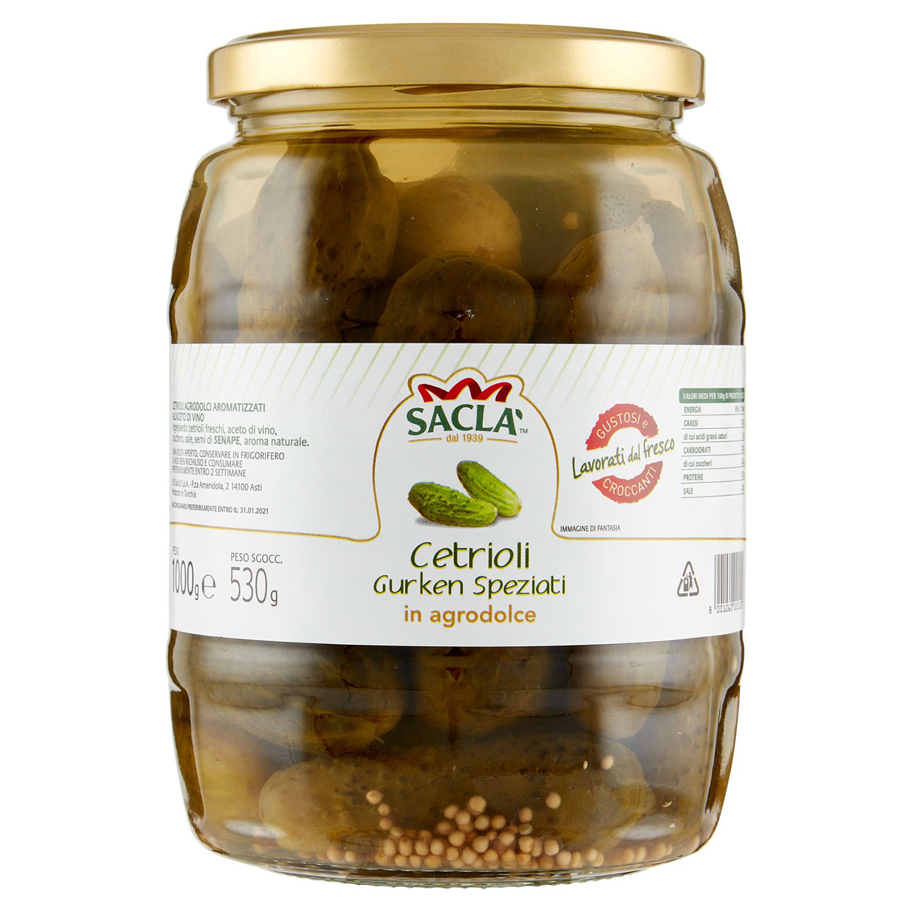 Saclà Cetrioli Gurken Speziati in agrodolce 1000 g