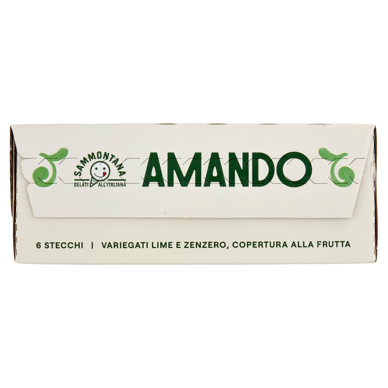 Sammontana Amando 6 Stecchi alla Vaniglia, Variegato Lime e Zenzero, Copertura Sorbetto Frutta 6x55g