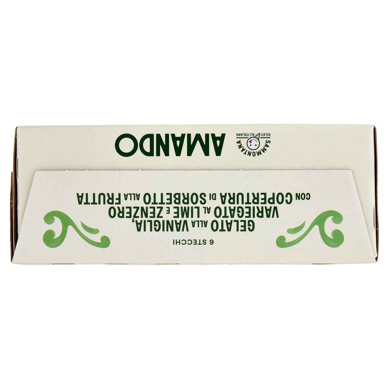 Sammontana Amando 6 Stecchi alla Vaniglia, Variegato Lime e Zenzero, Copertura Sorbetto Frutta 6x55g