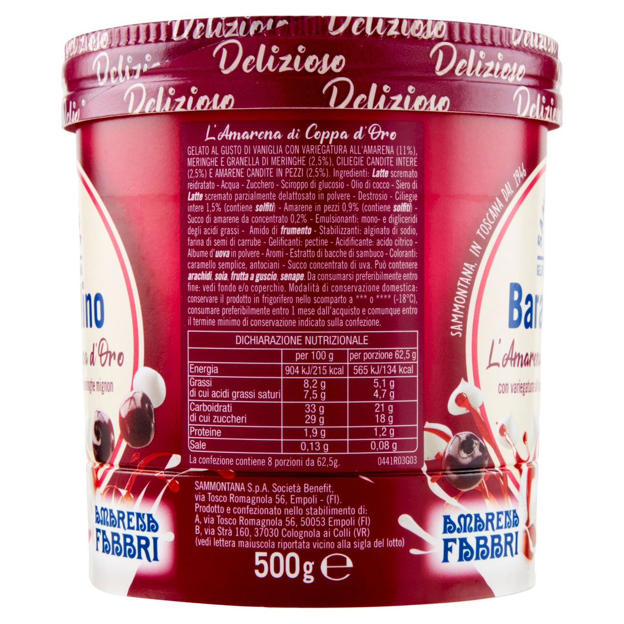 Sammontana Barattolino Delizioso l'Amarena di Coppa d'Oro 500 g