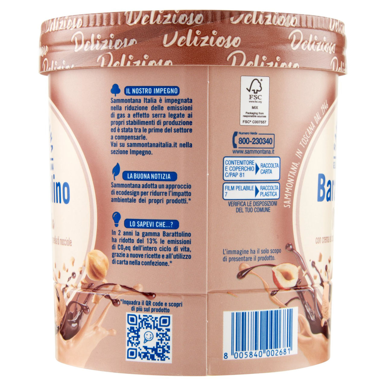 Sammontana Barattolino Delizioso Nocciola 500 g