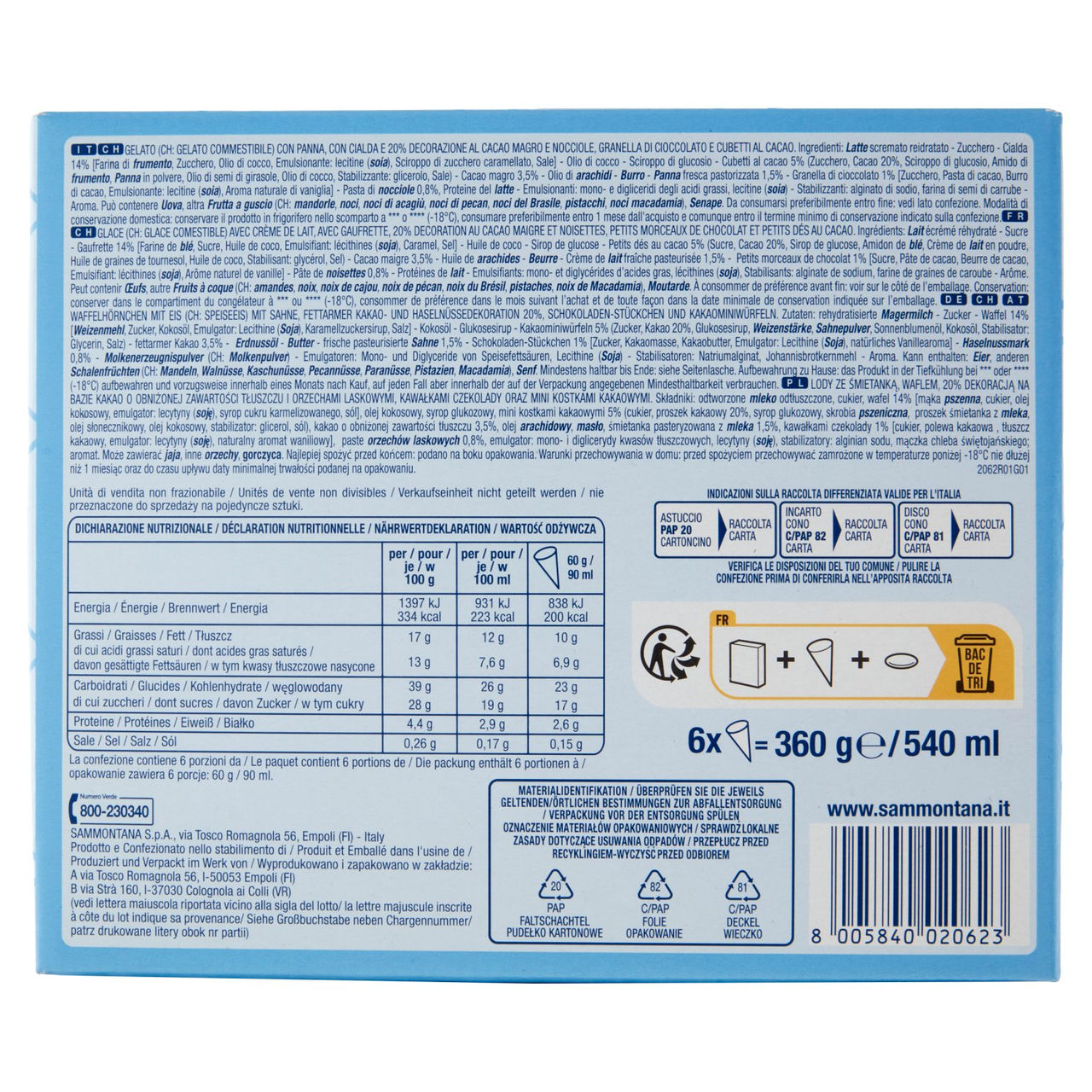 Sammontana Cinque Stelle Stracciatella 6 x 60 g