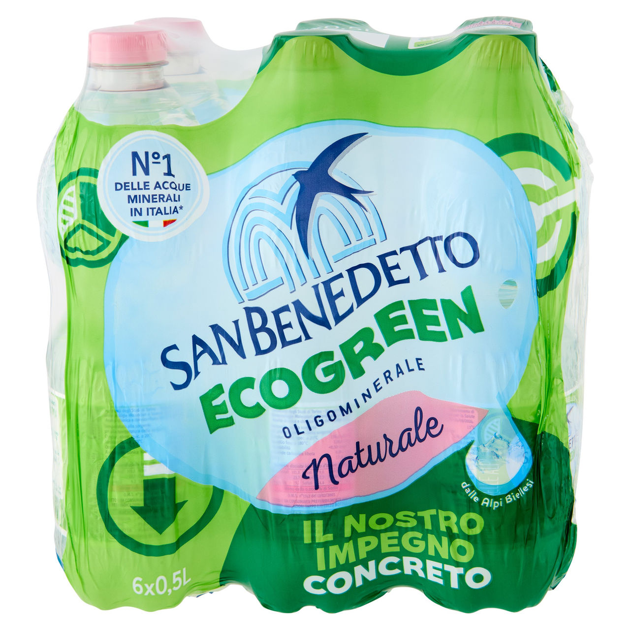 San Benedetto Acqua Naturale Primavera delle Alpi Ecogreen 6 x 0,5 L