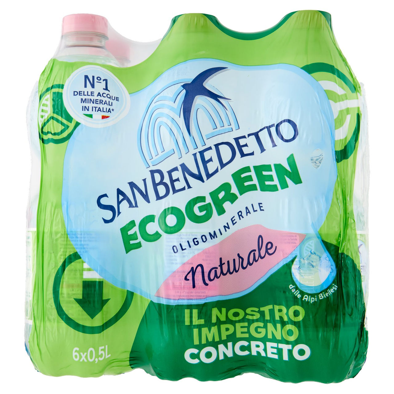 San Benedetto Acqua Naturale Primavera delle Alpi Ecogreen 6 x 0,5 L