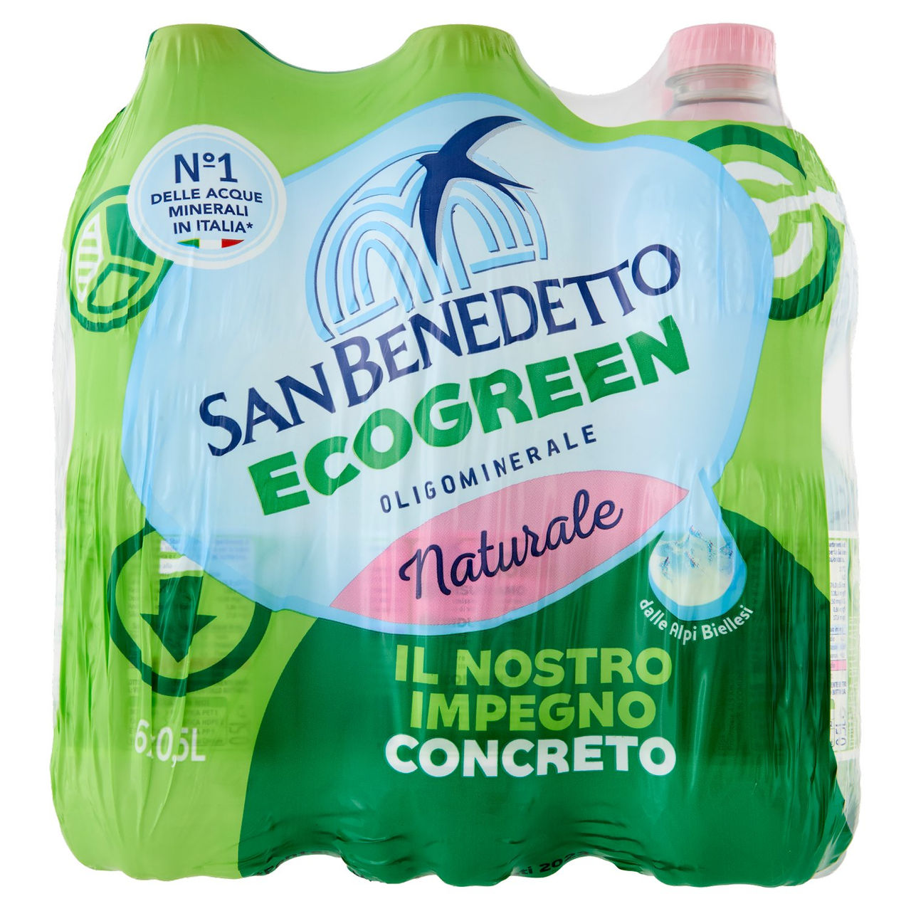 San Benedetto Acqua Naturale Primavera delle Alpi Ecogreen 6 x 0,5 L