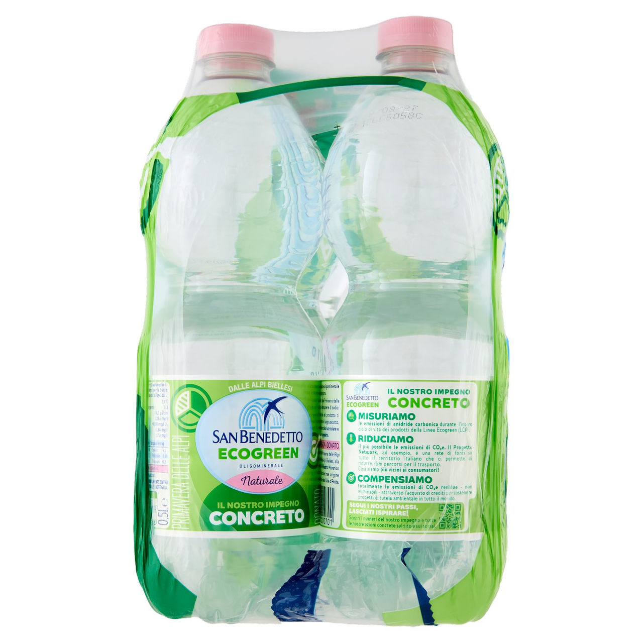 San Benedetto Acqua Naturale Primavera delle Alpi Ecogreen 6 x 0,5 L